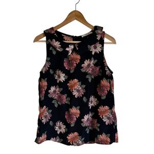 Jessy B Floral Print Top Sleeveless Blouse Peter Pan Collar Casual‎ S